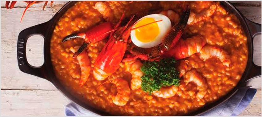 Trigo con camarones y queso